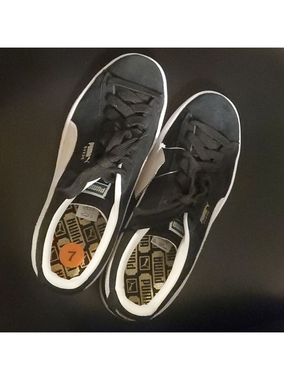 Puma Sneakers Boys Kids Size 7 Black Gray Side Stripe Suede Low Top sk8 cool 👍